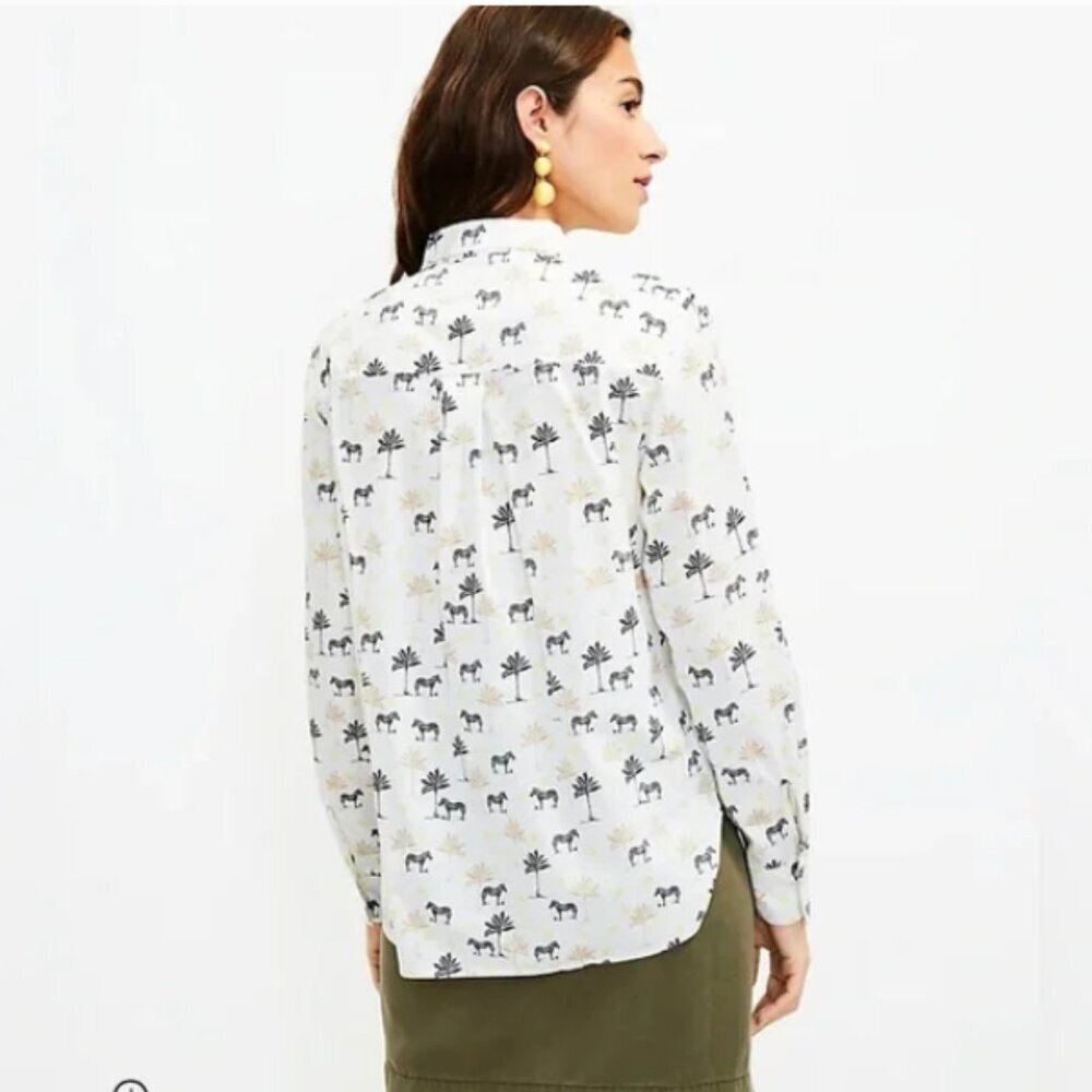 LOFT Zebra and Palm Print Blouse Size Small - Picture 3 of 10